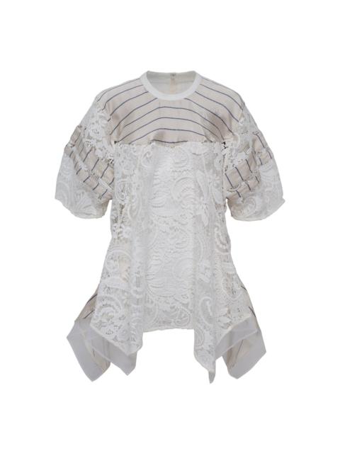 Stripe Shirt With Corded Lace