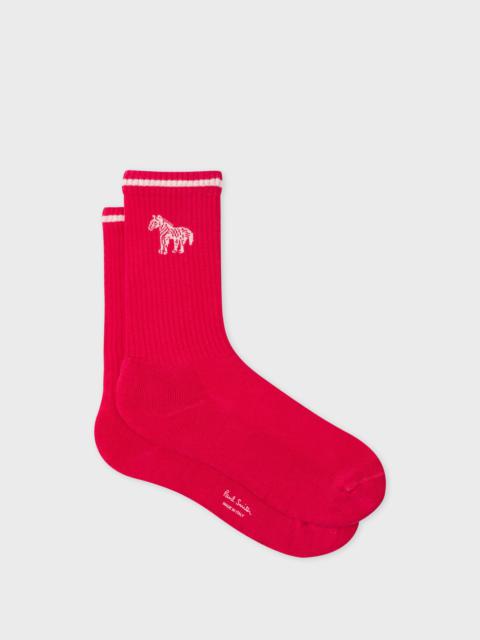 Paul Smith Bright Pink Zebra Logo Ribbed Socks