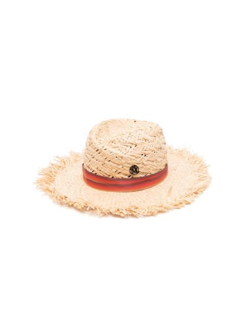 MAISON MICHEL logo-plaque raffia hat