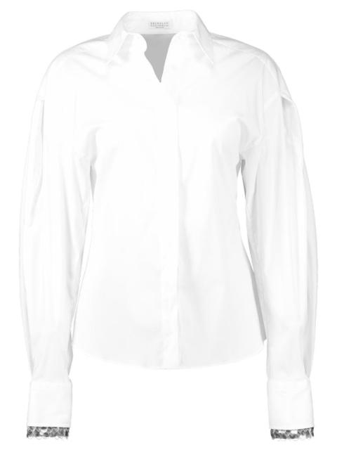 Stretch Sequin Trim Blouse