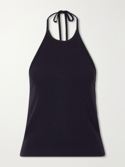 LA LIGNE Ribbed jersey halterneck tank Black