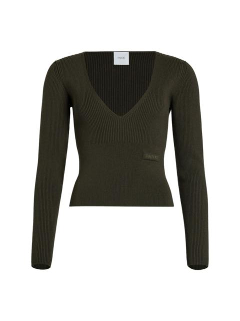 V-neck ribbed sweater