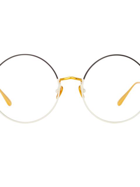 BEA ROUND OPTICAL FRAME IN BLACK AND YELLOW GOLD