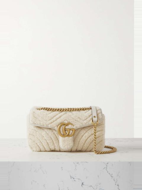 GG Marmont 2.0 leather-trimmed matelassé shearling shoulder bag