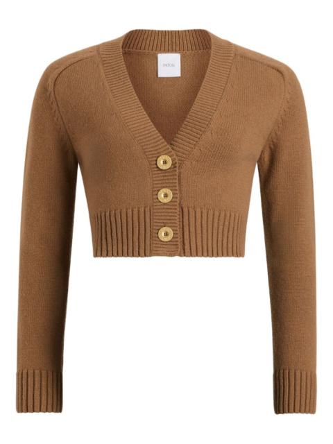 PATOU button-embellished elbow-patch cardigan