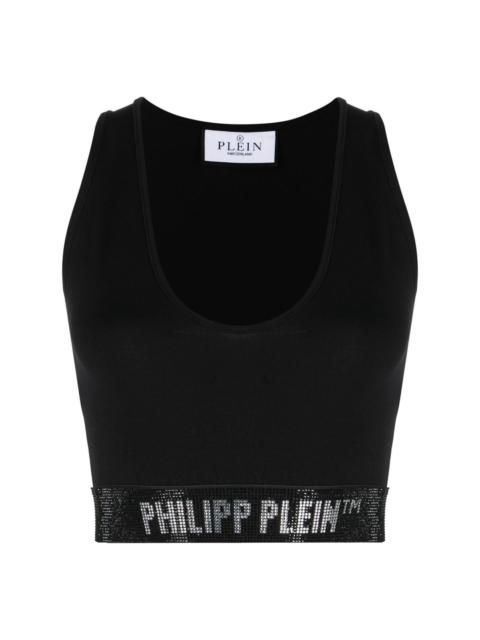 PHILIPP PLEIN crystal-embellished logo-band tank top