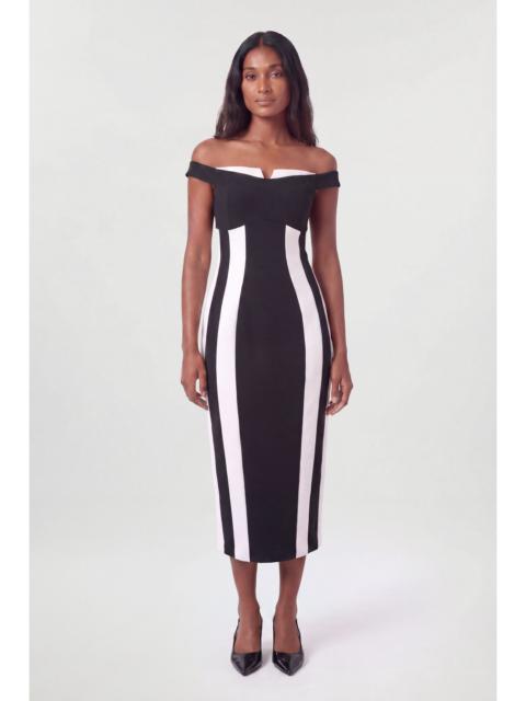 KAREN MILLEN Compact Stretch Colour Block Bardot Midi Dress