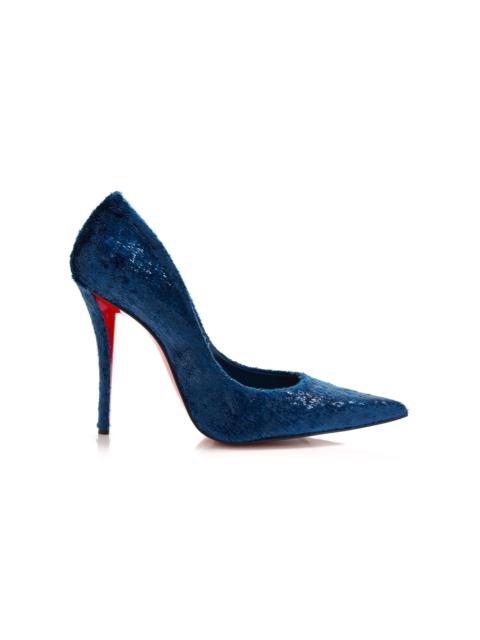 Exclusive Miss Z 100mm Velvet-Effect Leather Pumps navy