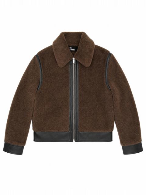 The Kooples REVERSIBLE FAUX FUR COAT IN KHAKI AND BLACK