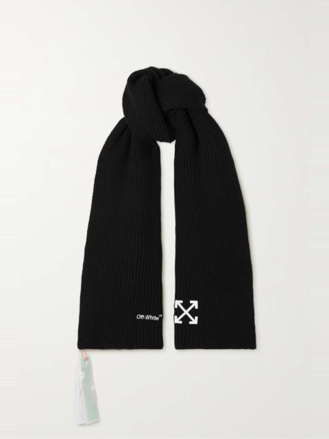 Off-White Arrow ribbed wool scarf