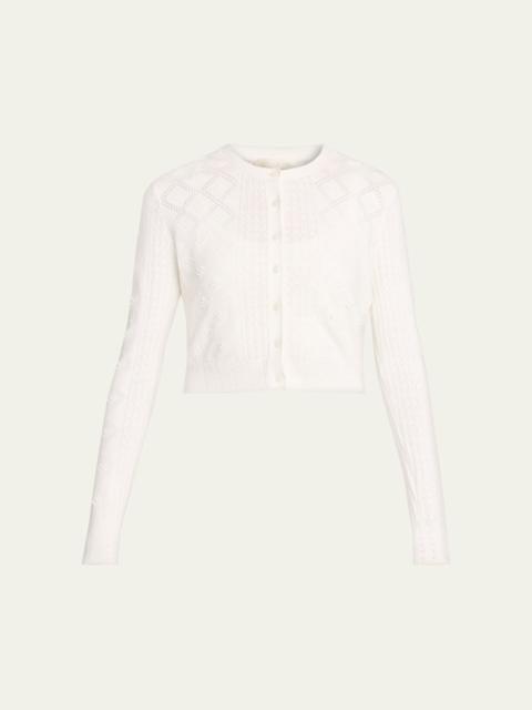 LoveShackFancy Laken Pointelle-Knit Cardigan