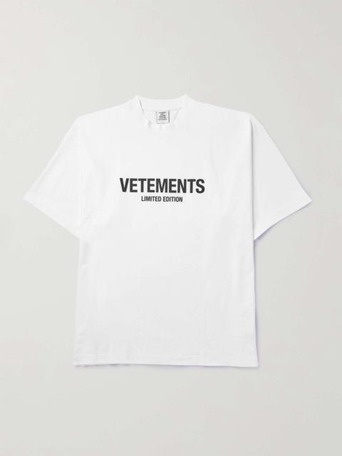 VETEMENTS Oversized Logo-Print Cotton-Jersey T-Shirt