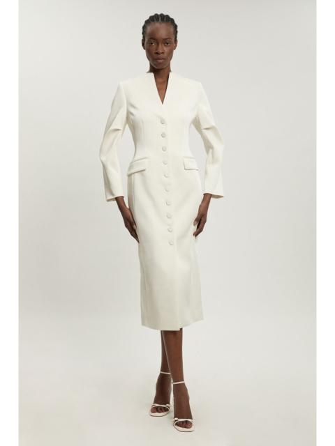 KAREN MILLEN Tailored Satin Button Through Midi Dress