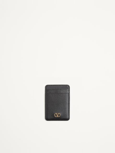 Valentino VALENTINO GARAVANI VLOGO SIGNATURE MAGNETIC CARDHOLDER IN GRAINY CALFSKIN