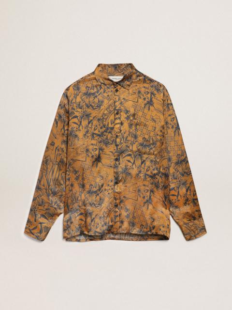 Golden Goose Men's golden brown shirt with notebook print