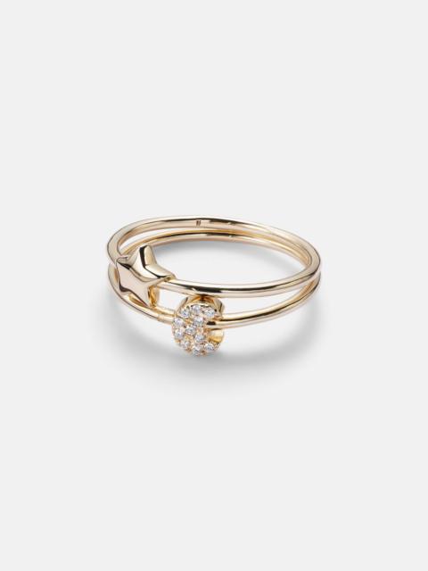 ROXANNE FIRST Mini Moon and Star set of 14kt gold rings with diamonds