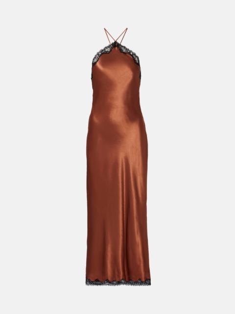 RIXO Harlan lace-trimmed satin midi dress