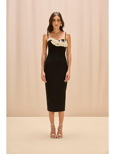 PatBO Selene Mesh Flower Applique Midi Dress