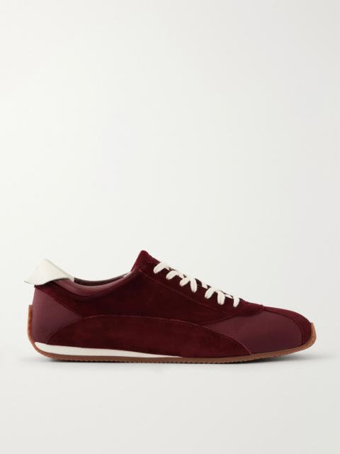 NEOUS Berenices leather-trimmed suede and canvas sneakers Burgundy