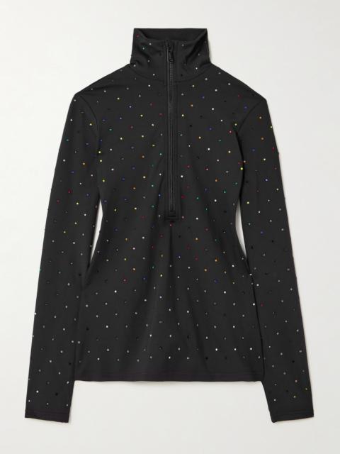 GOLDBERGH Éclair Crystal-embellished Stretch Recycled-jersey Half-zip Top