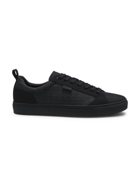 HUGO MONOGRAM-PATTERN TRAINERS WITH SOLID TRIMS