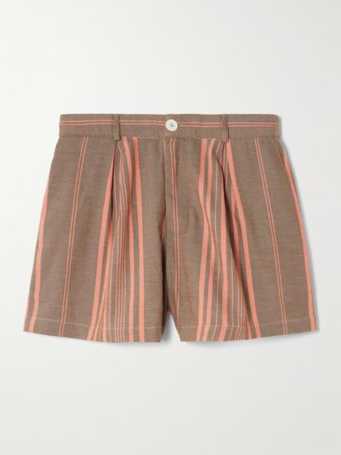 MARRAKSHI LIFE Pleated Striped Cotton Shorts