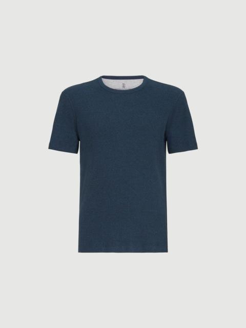 Brunello Cucinelli Denim-effect ribbed cotton jersey crew neck T-shirt