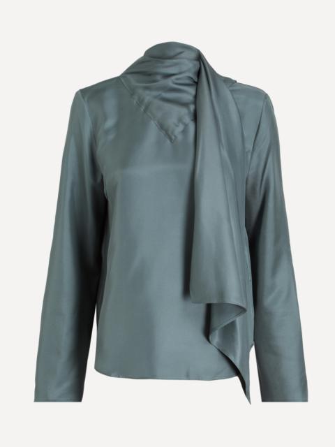 Loulou de Saison Gala Deep Green Foulard Silk Twill Top
