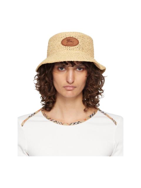 Burberry Beige Knight Stamp Raffia-Effect Bucket Hat