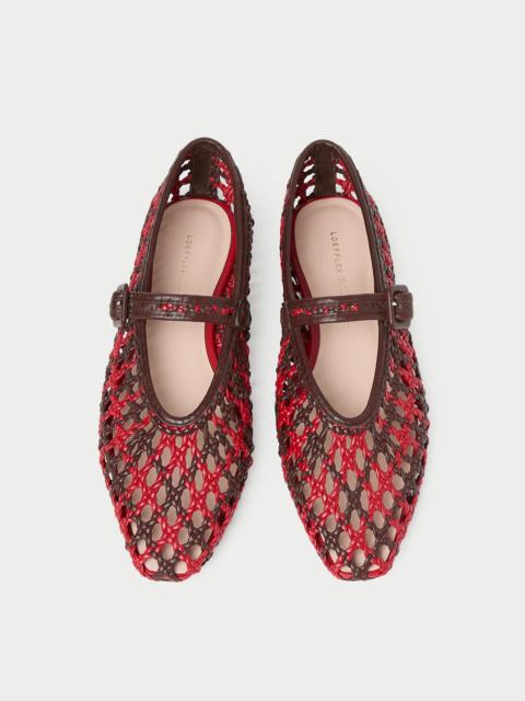 LOEFFLER RANDALL Junia Red/Espresso Mary Jane Flat