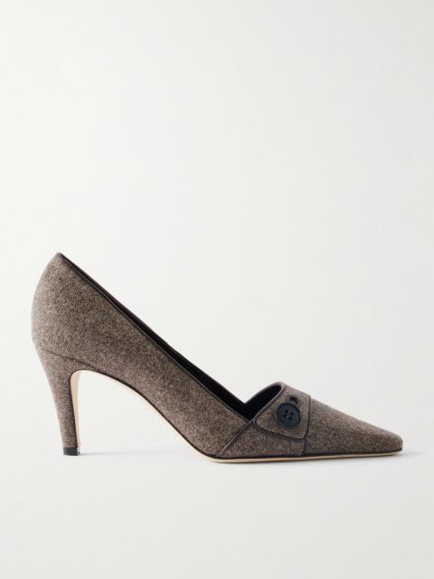 Manolo Blahnik Lulamae 70 Leather-trimmed Tweed Pumps