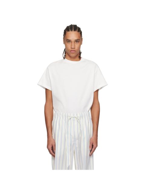 TEKLA Off-White & Blue Poplin Pyjama Pants