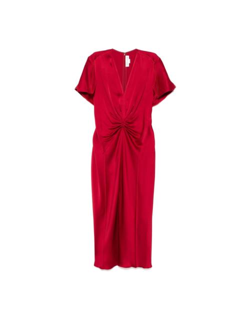 gathered-detail midi dress