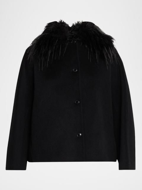 Loulou de Saison Rafe Faux Fur Collared Wool-Cashmere Jacket