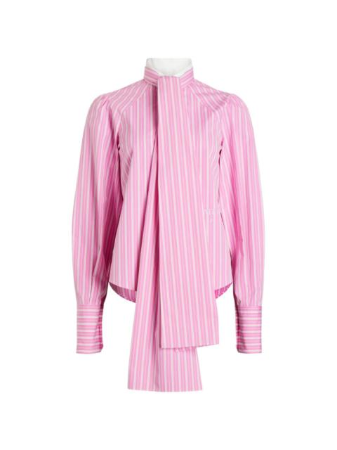 pussy-bow striped cotton shirt