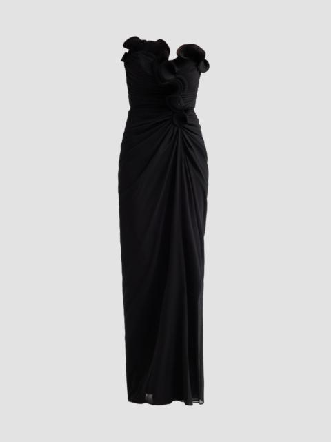 BADGLEY MISCHKA Women's Pleated Ruffle Chiffon Column Gown - Black