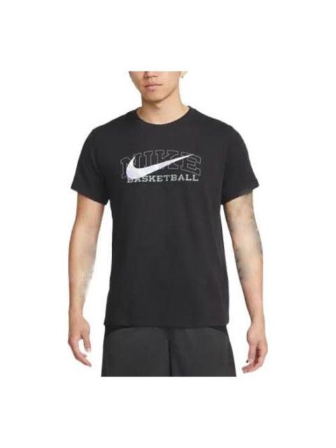 Nike Men's Nike Solid Color Large Logo Printing Round Neck Pullover Short Sleeve Black T-Shirt DR7643-010