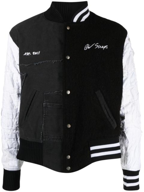 panelled wool-cotton bomber jacket