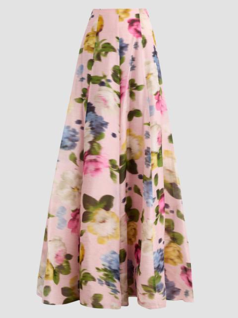 CAROLINA HERRERA Women's Iris Blurred Floral Linen-Silk Pants - Rosewater Multi