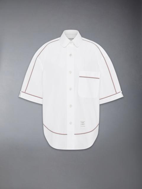 Thom Browne SOLID POPLIN RWB TRIM SUPERSIZED SHORT SLEEVE SHIRT