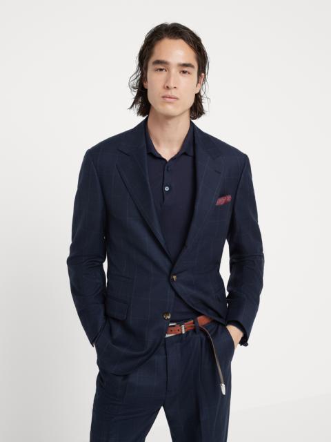 Wool and silk overcheck flannel blazer