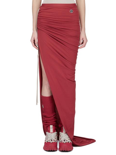 Rick Owens Moncler + Rick Owens Red Adjustable Maxi Skirt
