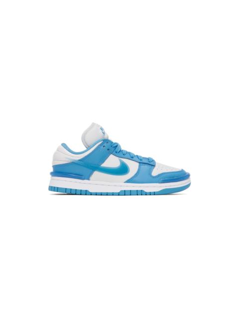 Nike White & Blue Dunk Low Twist Sneakers
