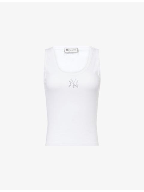 Sporty & Rich Sporty & Rich for '47 x The New York Yankees Krystal Cropped Cotton-Jersey Tank Top