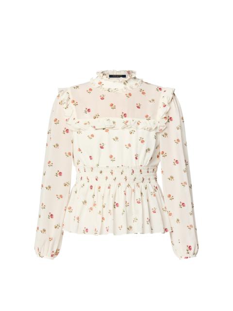 Louis Vuitton Floral Print Ruffle Trim Blouse