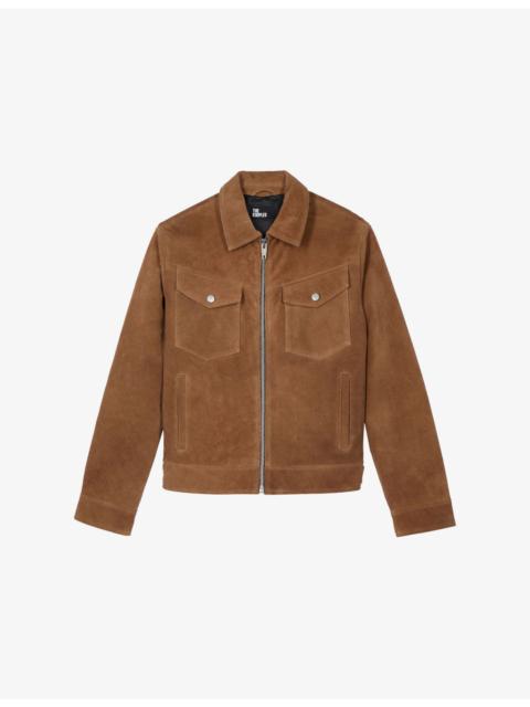 The Kooples Four-Pocket Zip-Up Suede Jacket