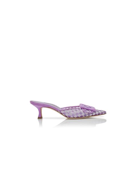 Purple Mesh Checkered Mules