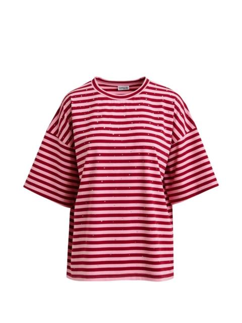 ESSENTIEL ANTWERP striped rhinestone-embellishment T-shirt