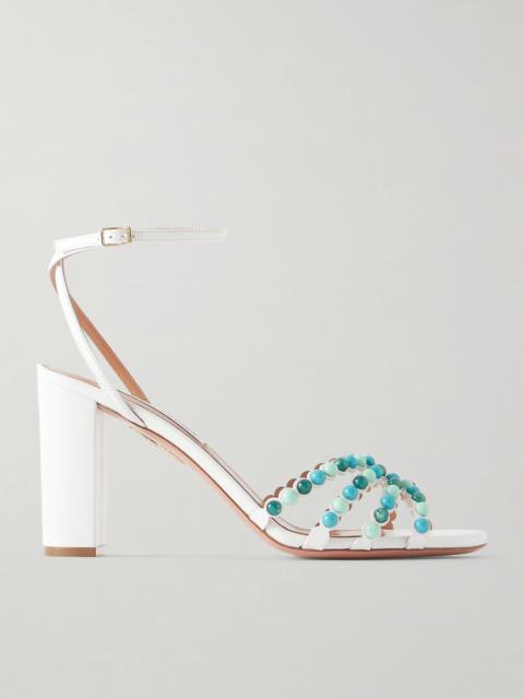 AQUAZZURA Gemma 85 Embellished Leather Sandals