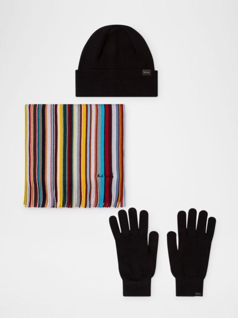 Paul Smith Men's Scarf, Beanie and Glove Gift Set